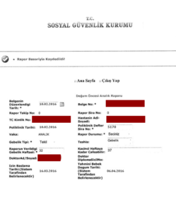 GEbeliğin 32. Haftası Çalışabilir Doğum Öncesi Analık Raporu Örneği